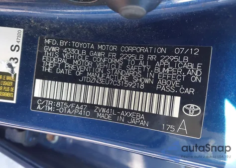 2012 Toyota Prius V Two z USA, uszkodzony, nr VIN JTDZN3EU7C3159218